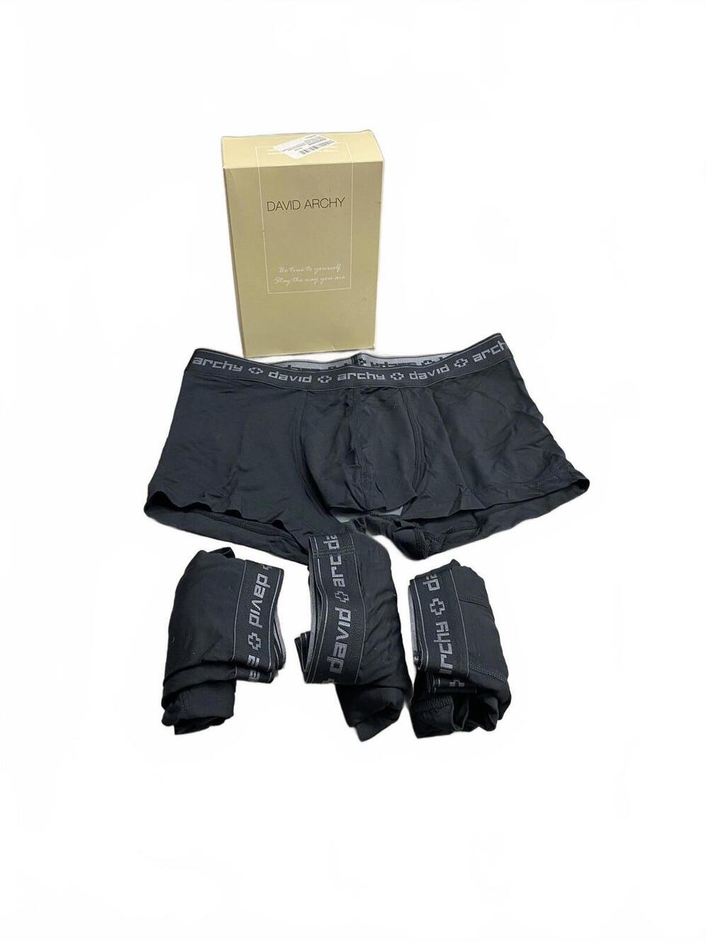 David Archy Men's Bamboo/Rayon Dual Pouch Black Boxer Briefs 3-Pack Size Small